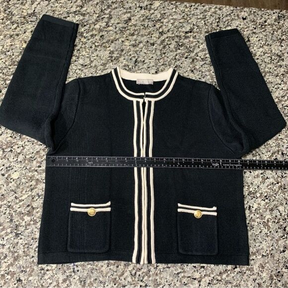 J Crew L Emilie Sweater Lady Jacket with Contrast Trim in Black - Picture 6 of 10